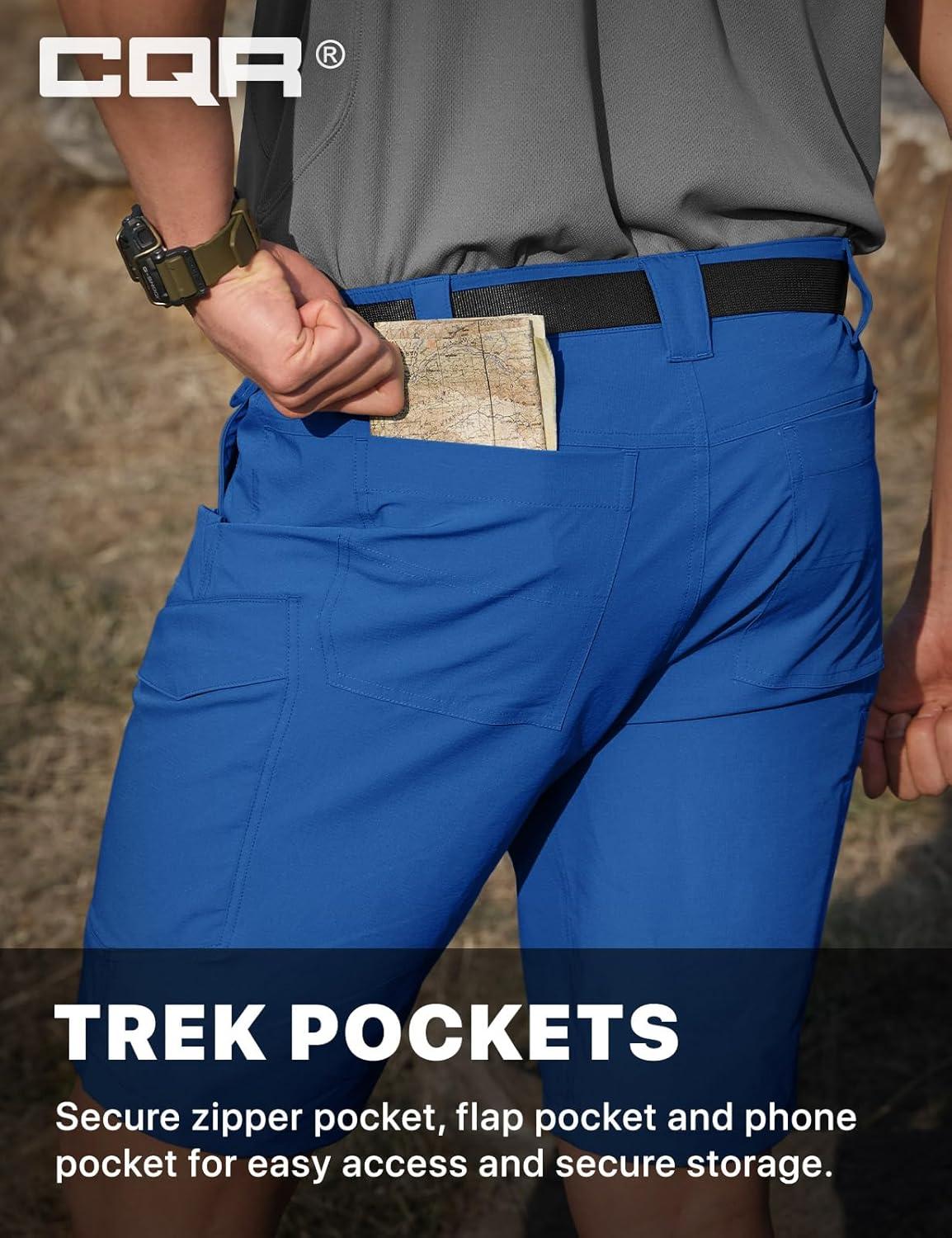 image:imageCQR Mens Quick Dry Stretch Hiking Cargo Shorts Lightweight Water Resistant Tactical Casual Golf amp Outdoor with PocketsShendo Trail WBelt Santorini Blue