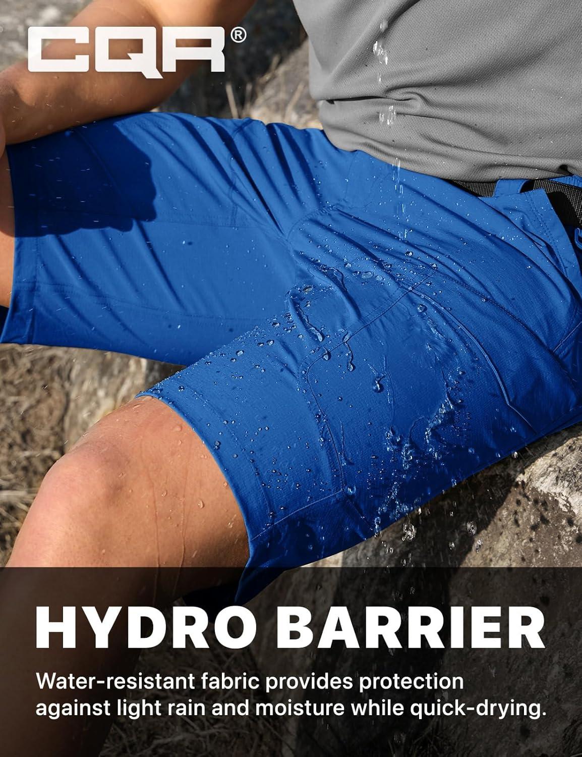 image:imageCQR Mens Quick Dry Stretch Hiking Cargo Shorts Lightweight Water Resistant Tactical Casual Golf amp Outdoor with PocketsShendo Trail WBelt Santorini Blue