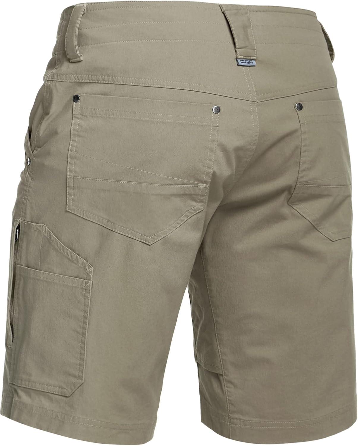 image:imageCQR Mens Stretch Utility Shorts Lightweight Quick Dry Casual Shorts Hiking Golf Cargo Shorts with Zipper PocketsSedona Shorts Tan