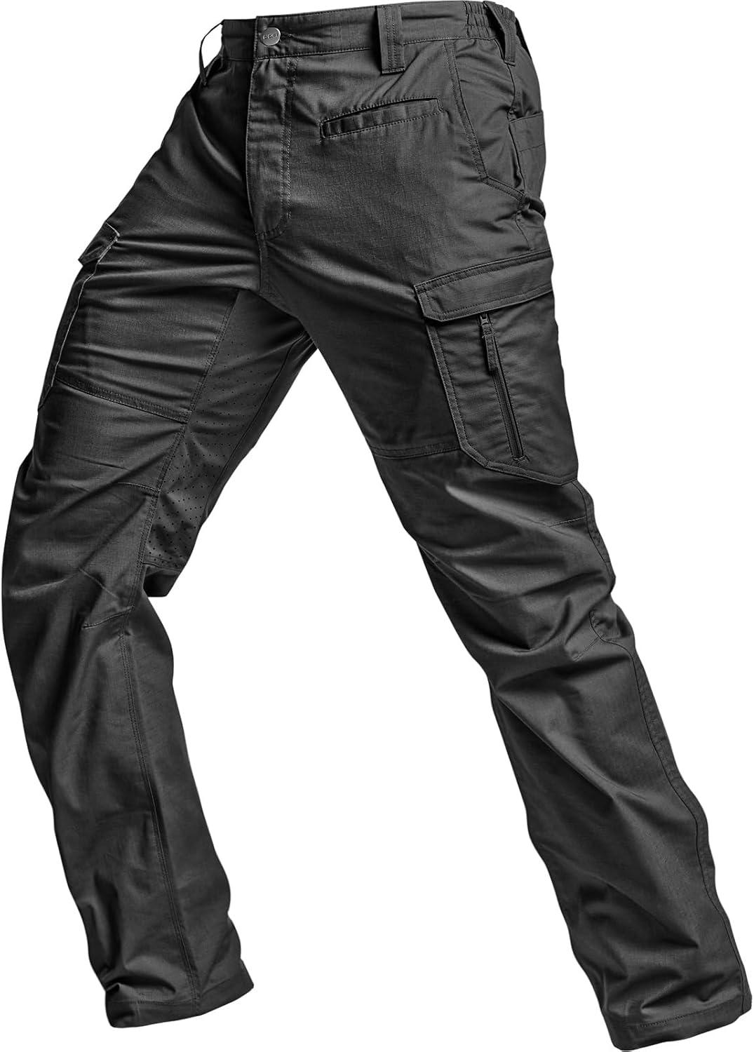image:imageCQR Mens Utility Flex Cargo Pants ClassicFit Casual Stretch Work Pants Water Resistant Lightweight Tactical Hiking PantsSentinel Lib Black