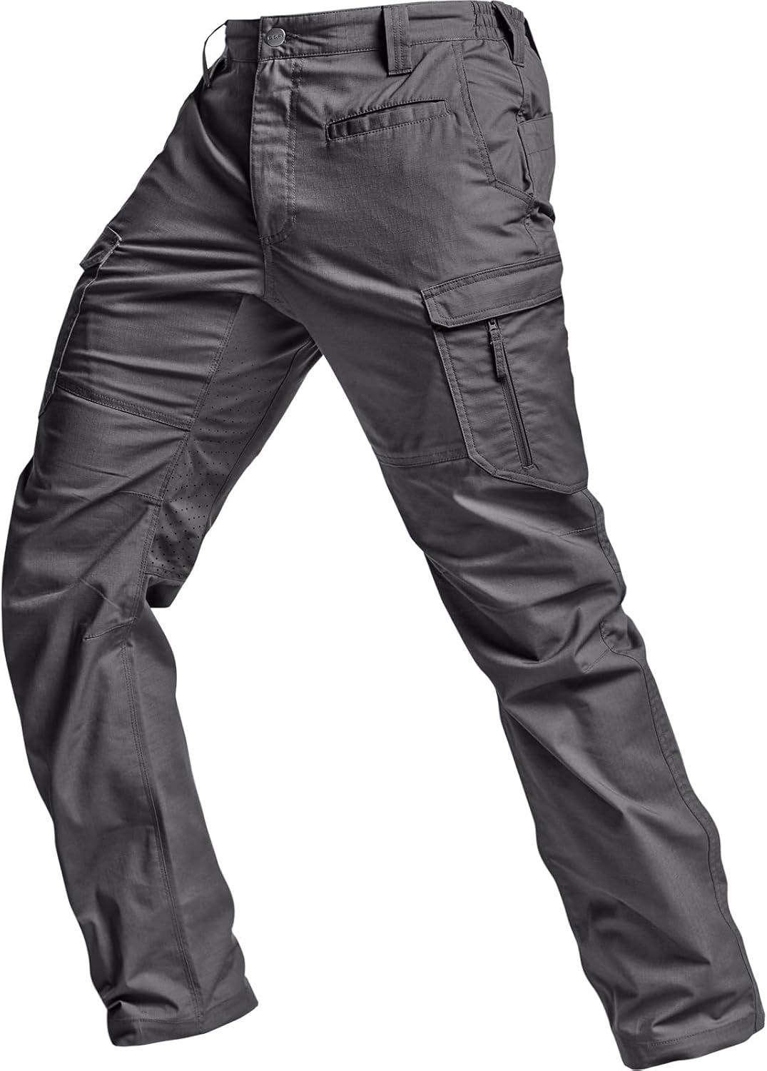 image:imageCQR Mens Utility Flex Cargo Pants ClassicFit Casual Stretch Work Pants Water Resistant Lightweight Tactical Hiking PantsSentinel Lib Charcoal