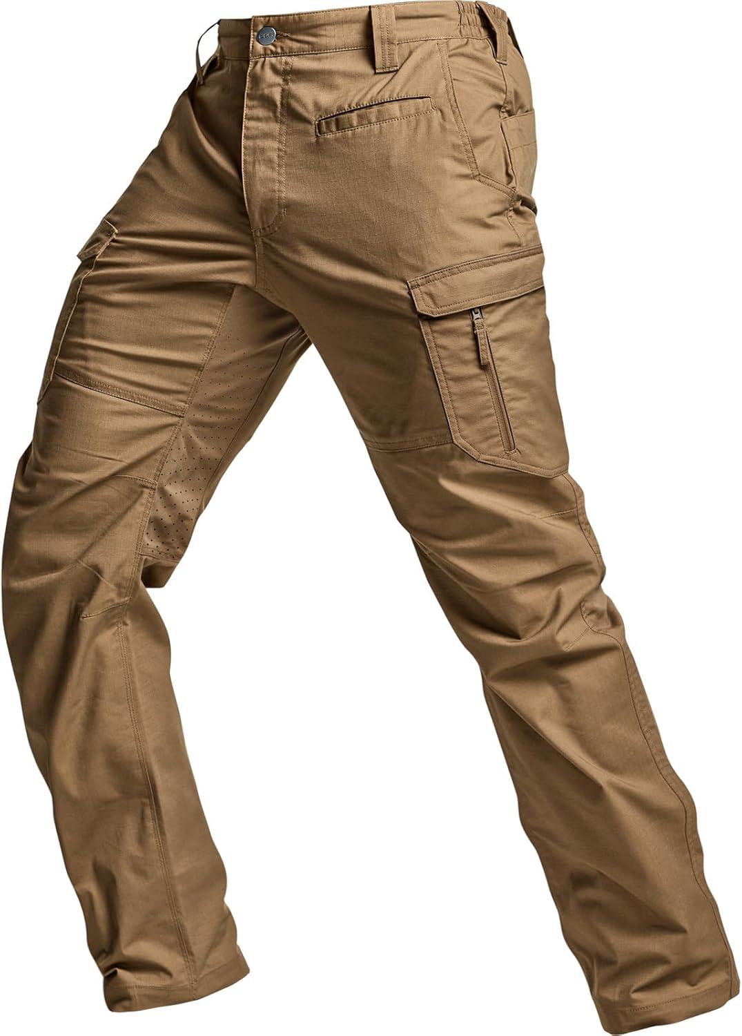 image:imageCQR Mens Utility Flex Cargo Pants ClassicFit Casual Stretch Work Pants Water Resistant Lightweight Tactical Hiking PantsSentinel Lib Cougar