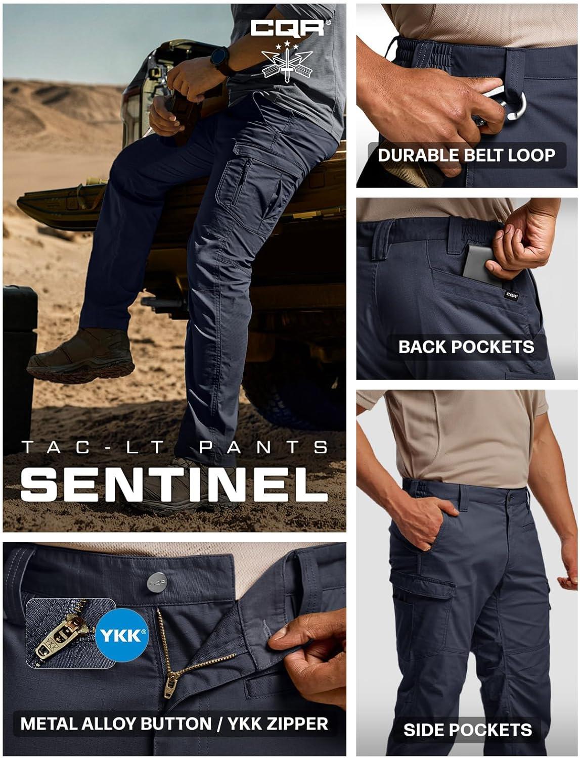 image:imageCQR Mens Utility Flex Cargo Pants ClassicFit Casual Stretch Work Pants Water Resistant Lightweight Tactical Hiking PantsSentinel Lib Operator Navy