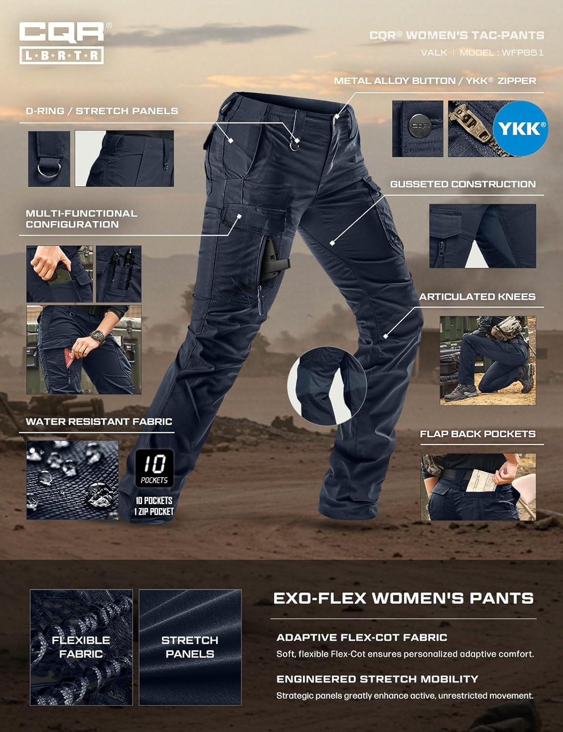 image:imageCQR Womens Flex Stretch Tactical Pants Water Resistant Ripstop Cargo Work Pants with Pockets for Outdoor amp HikingCaptain Operator Navy