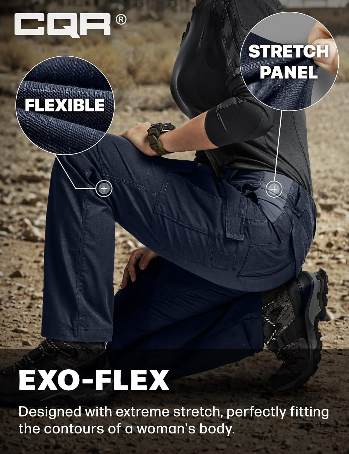 image:imageCQR Womens Flex Stretch Tactical Pants Water Resistant Ripstop Cargo Work Pants with Pockets for Outdoor amp HikingCaptain Operator Navy