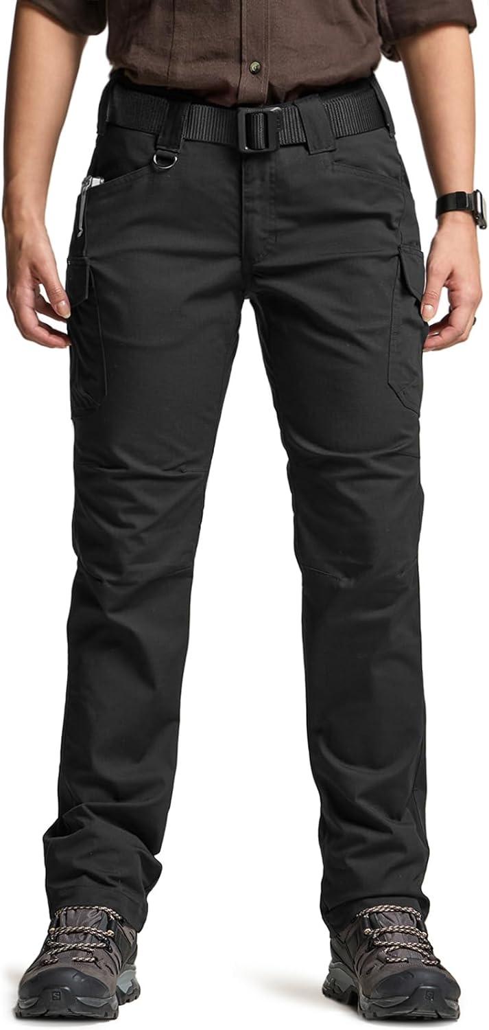 image:imageCQR Womens Flex Stretch Tactical Pants Water Resistant Ripstop Cargo Work Pants with Pockets for Outdoor amp HikingVanguard Black