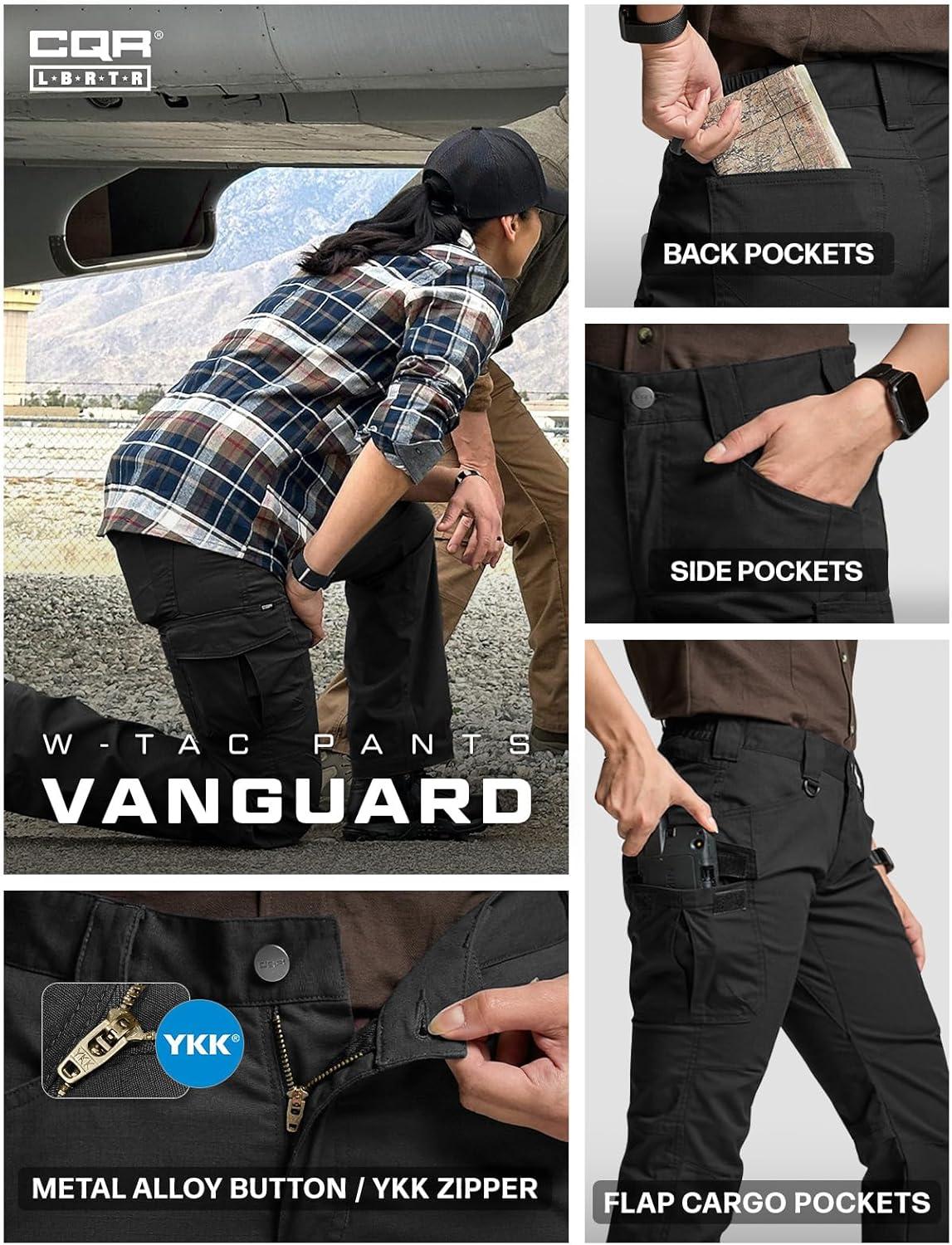 image:imageCQR Womens Flex Stretch Tactical Pants Water Resistant Ripstop Cargo Work Pants with Pockets for Outdoor amp HikingVanguard Black