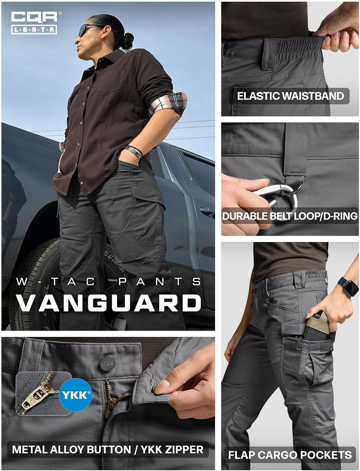 image:imageCQR Womens Flex Stretch Tactical Pants Water Resistant Ripstop Cargo Work Pants with Pockets for Outdoor amp HikingVanguard Charcoal
