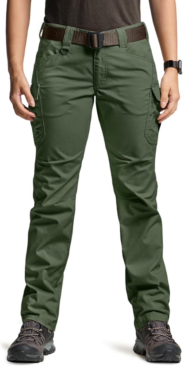 image:imageCQR Womens Flex Stretch Tactical Pants Water Resistant Ripstop Cargo Work Pants with Pockets for Outdoor amp HikingVanguard Green Kelp