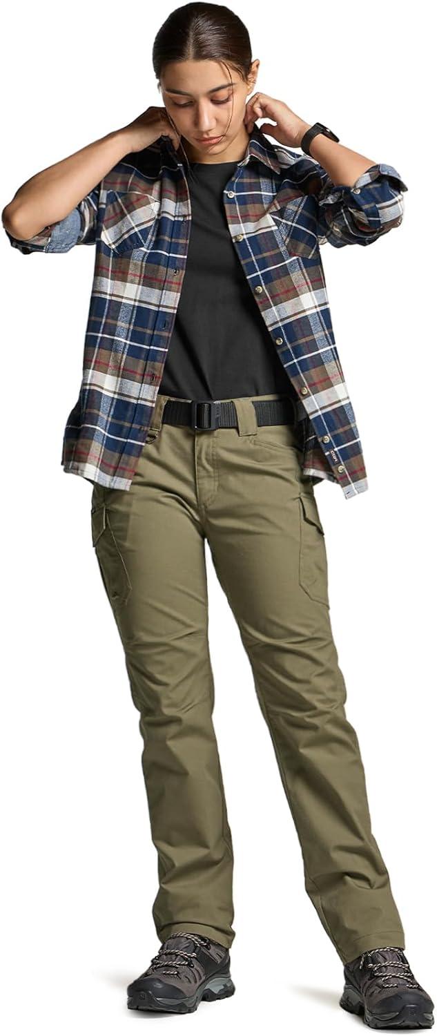 image:imageCQR Womens Flex Stretch Tactical Pants Water Resistant Ripstop Cargo Work Pants with Pockets for Outdoor amp HikingVanguard Soil Green