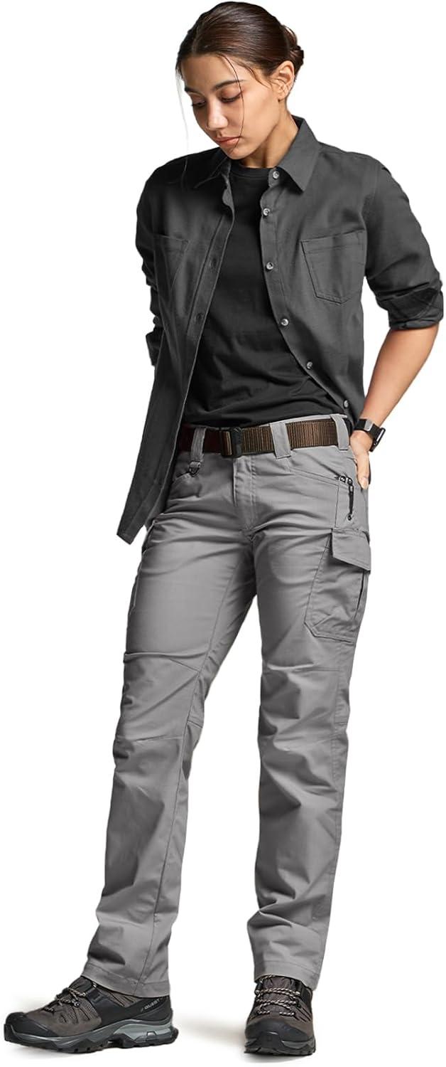 image:imageCQR Womens Flex Stretch Tactical Pants Water Resistant Ripstop Cargo Work Pants with Pockets for Outdoor amp HikingVanguard Stone