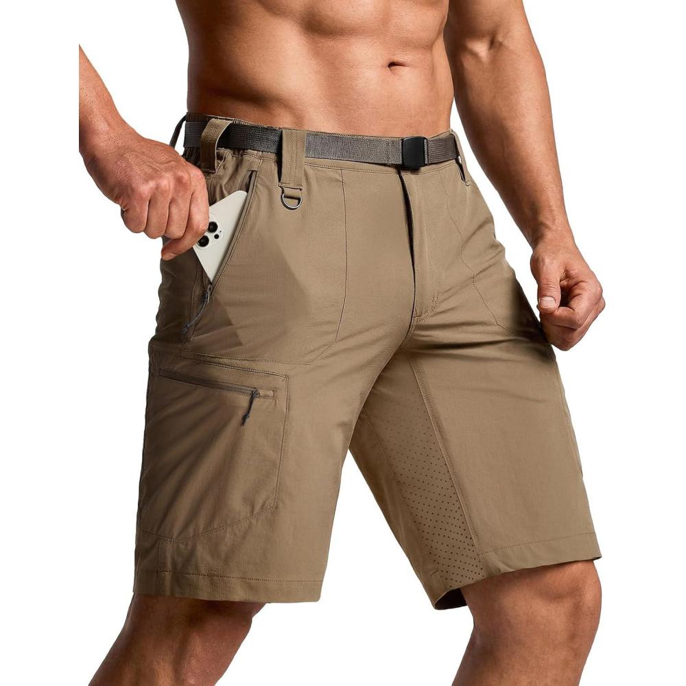 image:imageCQR Mens Quick Dry Stretch Hiking Cargo Shorts Lightweight Water Resistant Tactical Casual Golf amp Outdoor with PocketsPeak Cougar