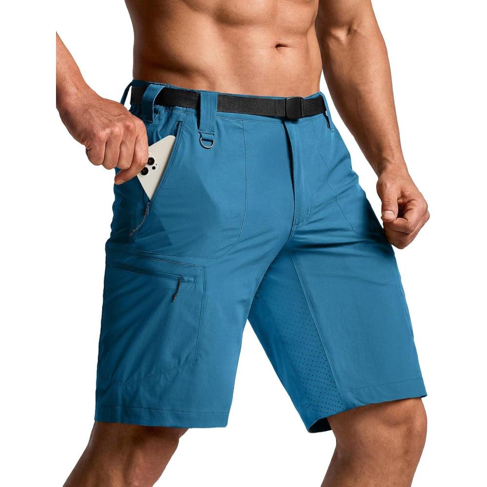image:imageCQR Mens Quick Dry Stretch Hiking Cargo Shorts Lightweight Water Resistant Tactical Casual Golf amp Outdoor with PocketsPeak Glaucous