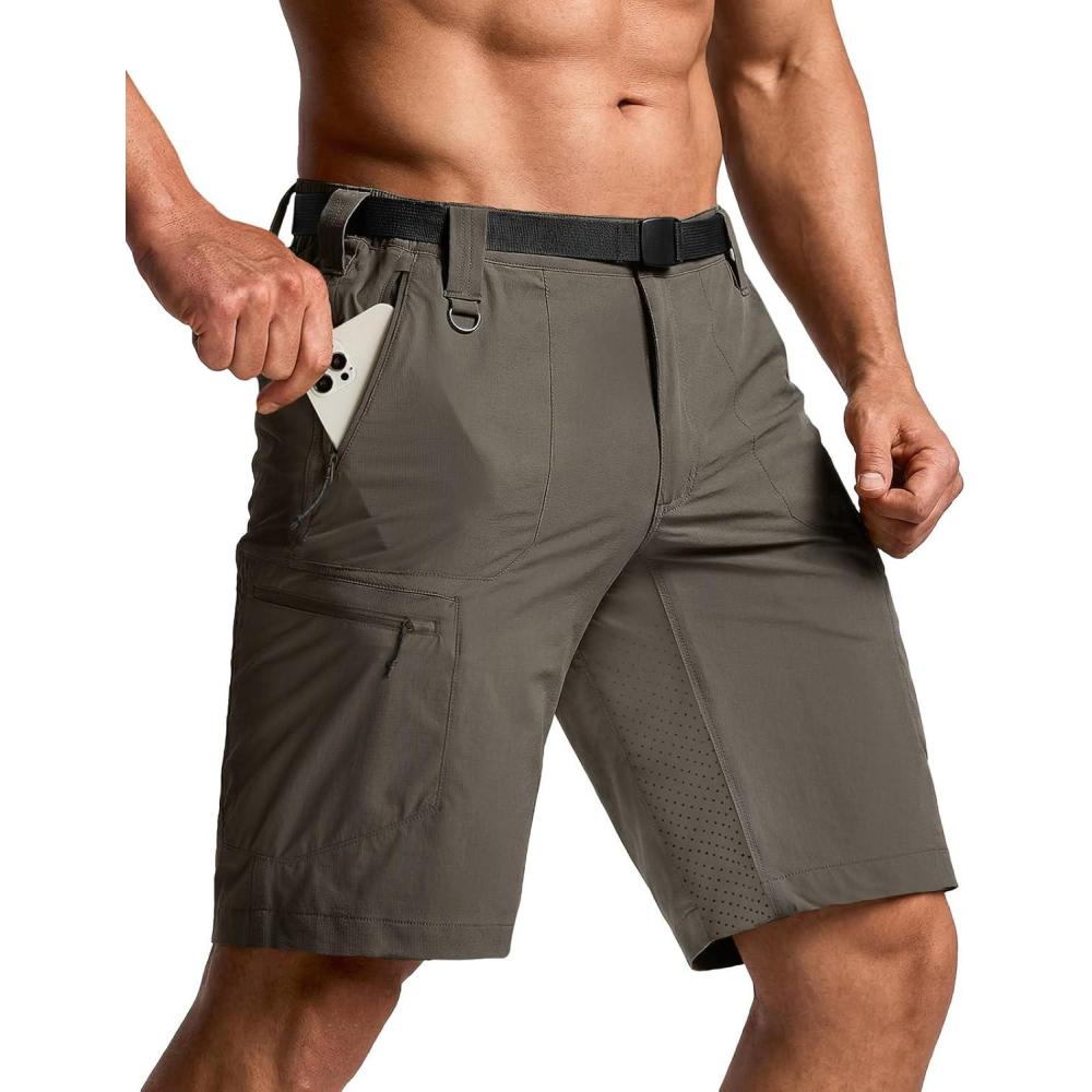 image:imageCQR Mens Quick Dry Stretch Hiking Cargo Shorts Lightweight Water Resistant Tactical Casual Golf amp Outdoor with PocketsPeak Sand Khaki