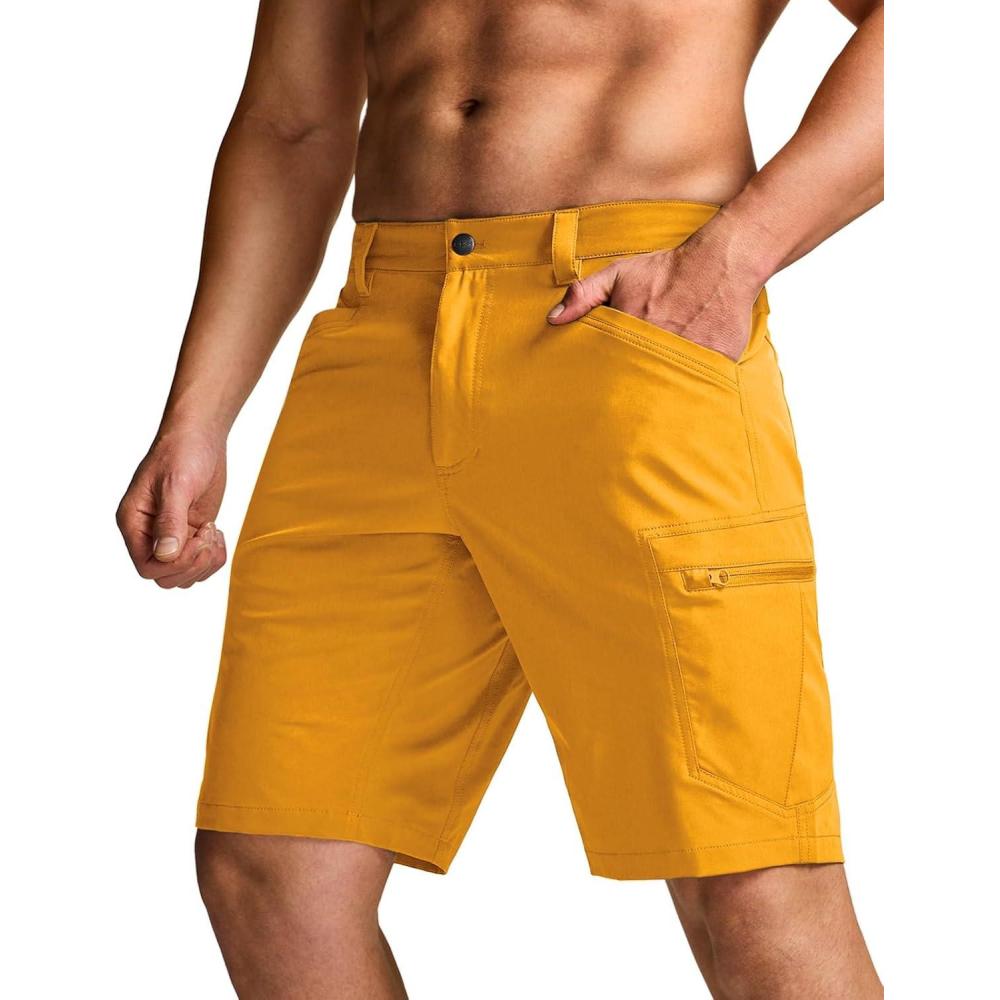 image:imageCQR Mens Quick Dry Stretch Hiking Cargo Shorts Lightweight Water Resistant Tactical Casual Golf amp Outdoor with PocketsRocky Amber