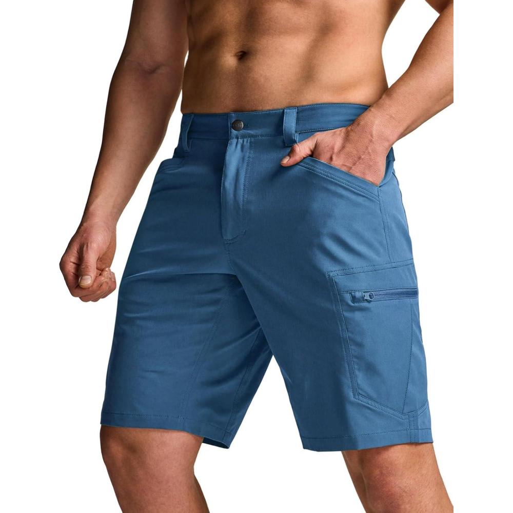 image:imageCQR Mens Quick Dry Stretch Hiking Cargo Shorts Lightweight Water Resistant Tactical Casual Golf amp Outdoor with PocketsRocky Glaucous