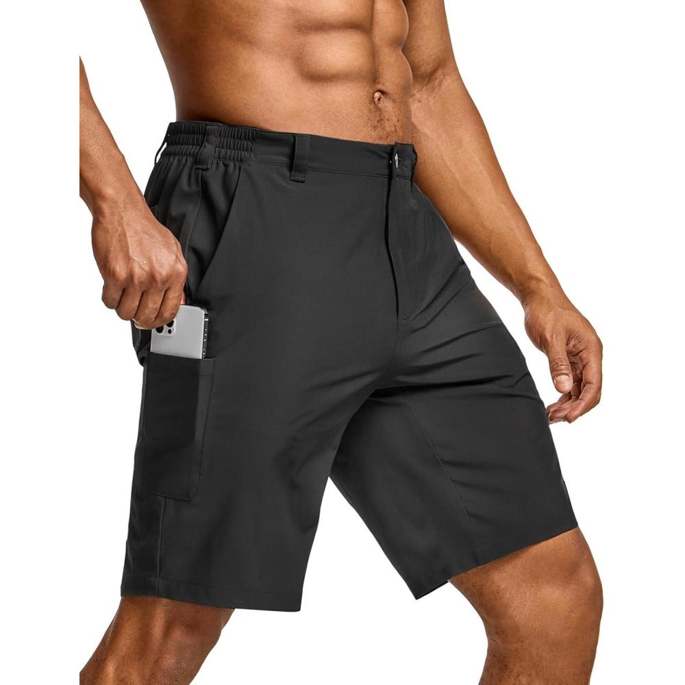 image:imageCQR Mens Quick Dry Stretch Hiking Cargo Shorts Lightweight Water Resistant Tactical Casual Golf amp Outdoor with PocketsRoutine Black