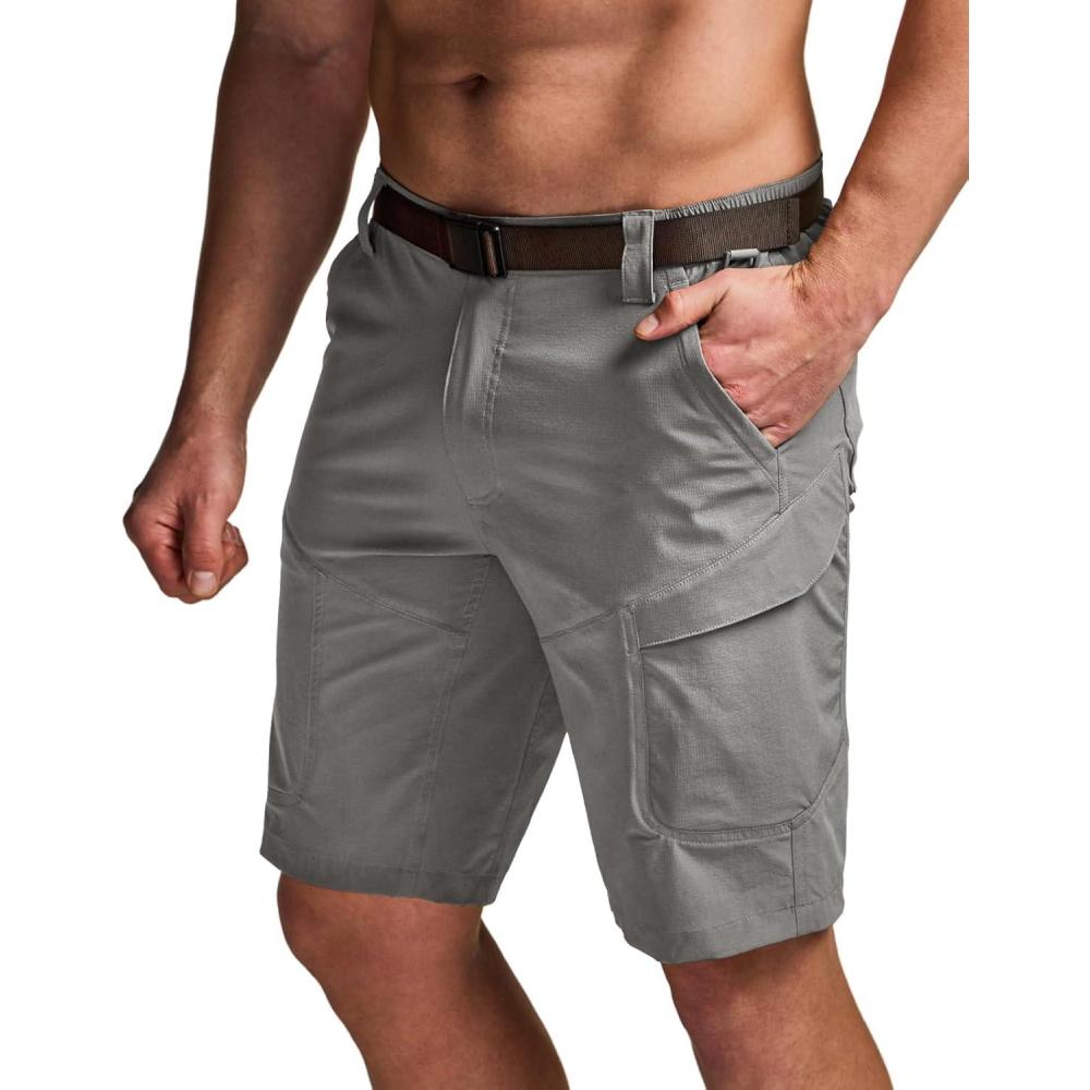 image:imageCQR Mens Quick Dry Stretch Hiking Cargo Shorts Lightweight Water Resistant Tactical Casual Golf amp Outdoor with PocketsShendo Trail WBelt Sage