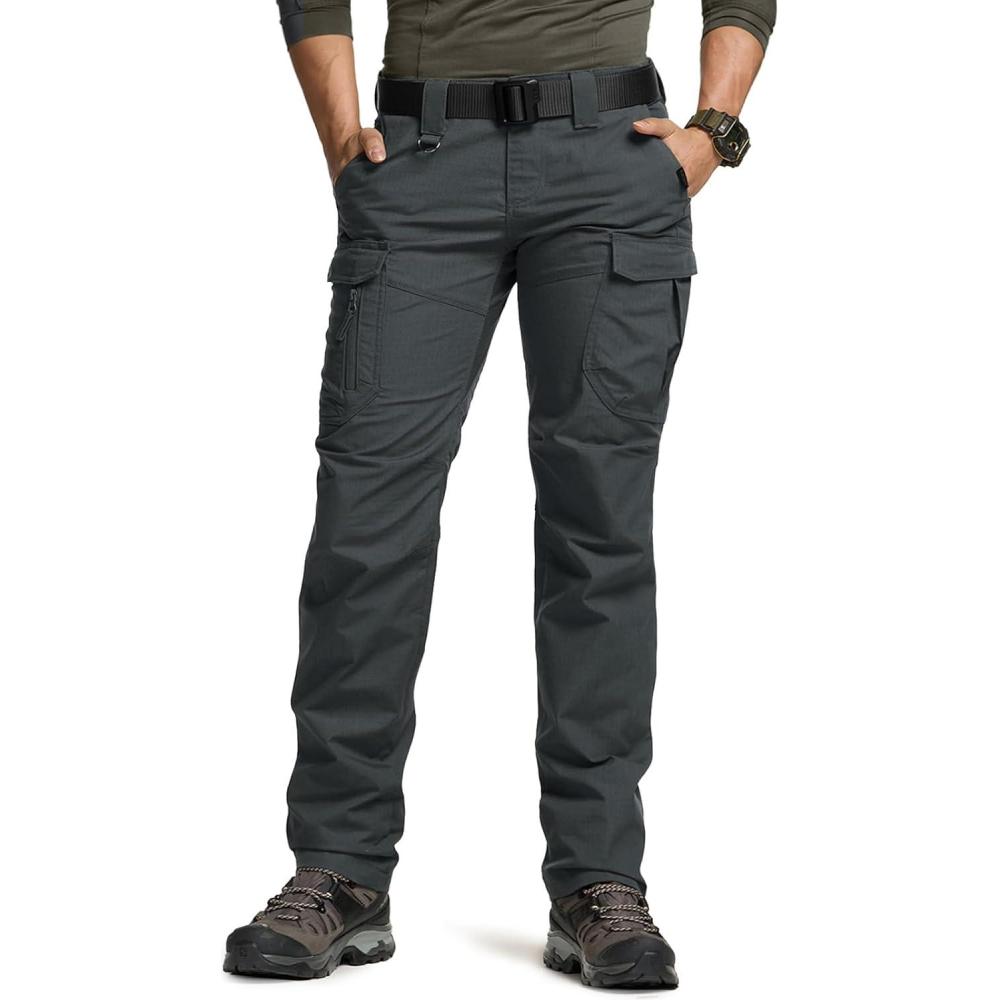 image:imageCQR Womens Flex Stretch Tactical Pants Water Resistant Ripstop Cargo Work Pants with Pockets for Outdoor amp HikingCaptain Carbon Grey