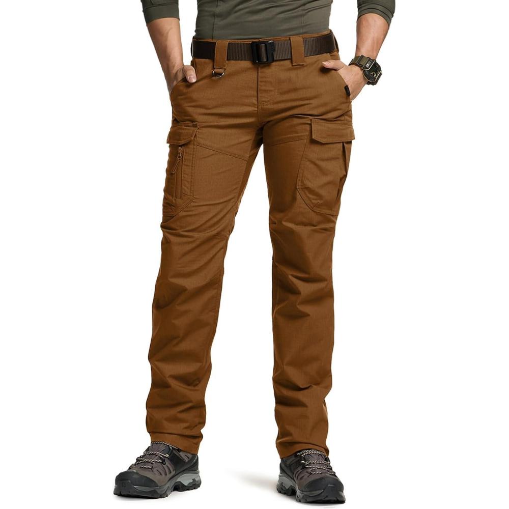 image:imageCQR Womens Flex Stretch Tactical Pants Water Resistant Ripstop Cargo Work Pants with Pockets for Outdoor amp HikingCaptain Copper Brown