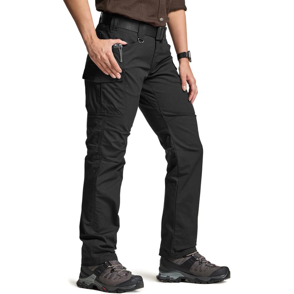 image:imageCQR Womens Flex Stretch Tactical Pants Water Resistant Ripstop Cargo Work Pants with Pockets for Outdoor amp HikingVanguard Black