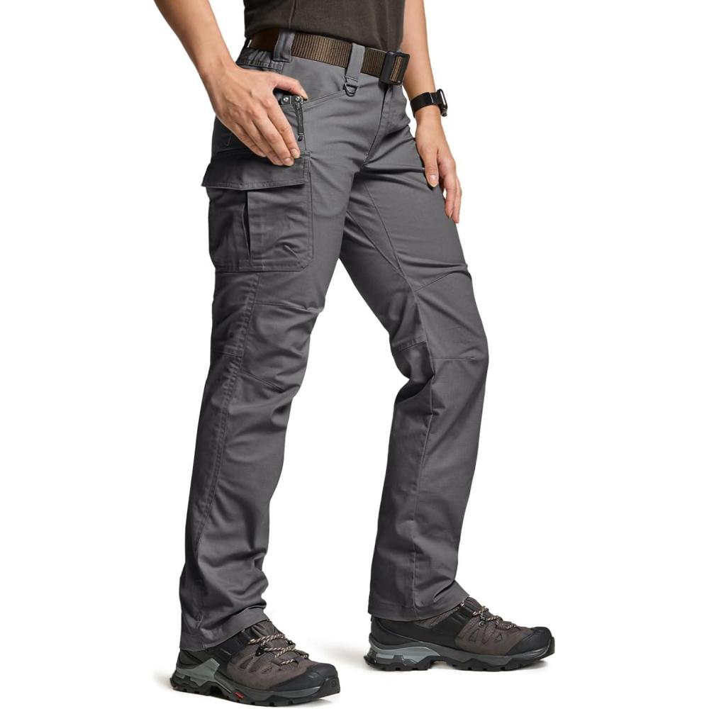 image:imageCQR Womens Flex Stretch Tactical Pants Water Resistant Ripstop Cargo Work Pants with Pockets for Outdoor amp HikingVanguard Charcoal