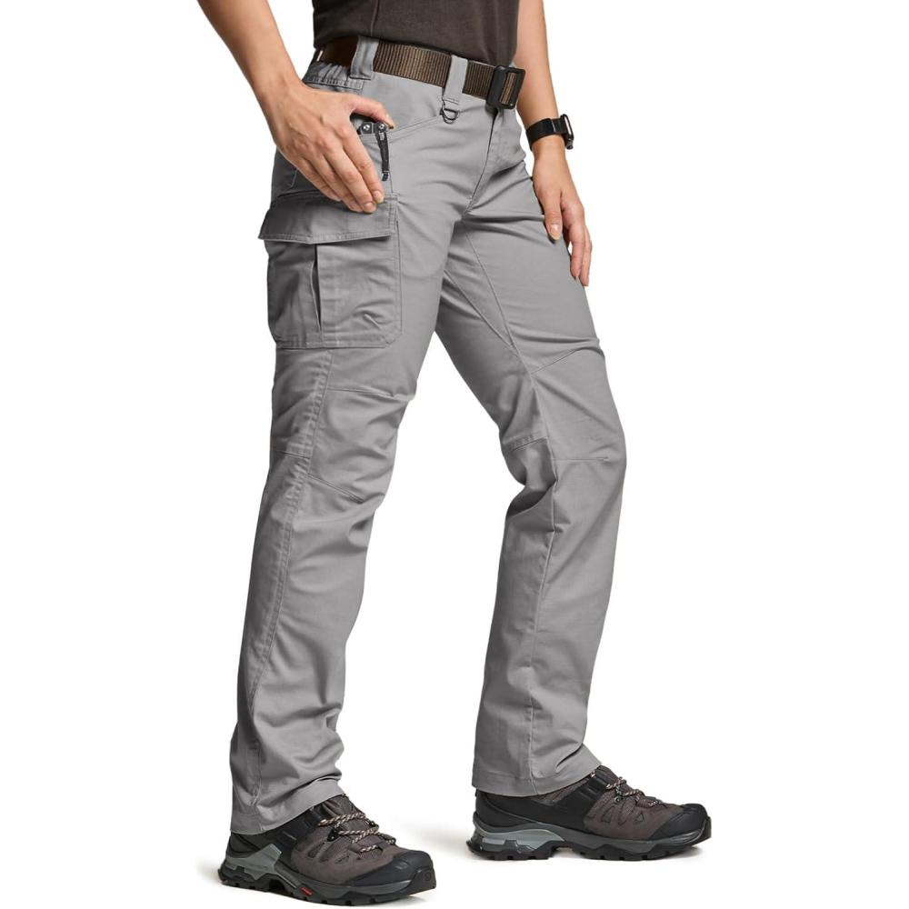 image:imageCQR Womens Flex Stretch Tactical Pants Water Resistant Ripstop Cargo Work Pants with Pockets for Outdoor amp HikingVanguard Stone
