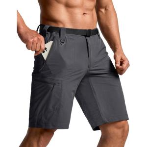 CQR Men’s Quick Dry Stretch Hiking Cargo Shorts, Lightweight Water Resistant Tactical Casual, Golf & Outdoor with Pockets(Peak Carbon Grey)