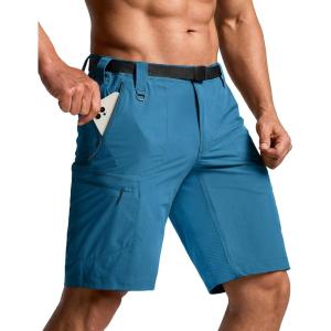 CQR Men’s Quick Dry Stretch Hiking Cargo Shorts, Lightweight Water Resistant Tactical Casual, Golf & Outdoor with Pockets(Peak Glaucous)