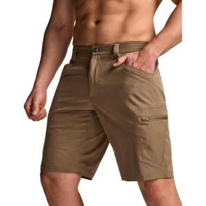 CQR Men’s Quick Dry Stretch Hiking Cargo Shorts, Lightweight Water Resistant Tactical Casual, Golf & Outdoor with Pockets(Rocky Hazelnut)