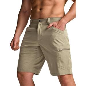 CQR Men’s Quick Dry Stretch Hiking Cargo Shorts, Lightweight Water Resistant Tactical Casual, Golf & Outdoor with Pockets(Rocky Tan)