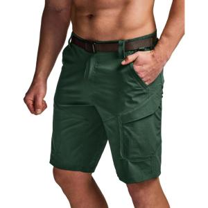 CQR Men’s Quick Dry Stretch Hiking Cargo Shorts, Lightweight Water Resistant Tactical Casual, Golf & Outdoor with Pockets(Shendo Trail W/Belt Jade Green)