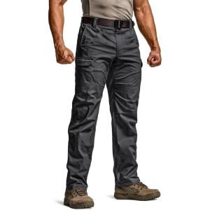 CQR Men’s Utility Flex Cargo Pants, Classic-Fit Casual Stretch Work Pants, Water Resistant Lightweight Tactical Hiking Pants(Sentinel Lib Black)