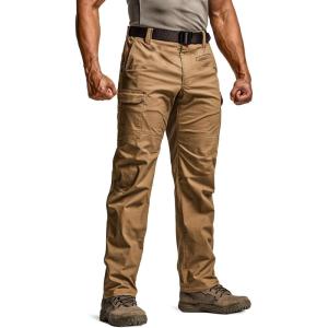 CQR Men’s Utility Flex Cargo Pants, Classic-Fit Casual Stretch Work Pants, Water Resistant Lightweight Tactical Hiking Pants(Sentinel Lib Cougar)