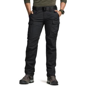 CQR Women’s Flex Stretch Tactical Pants, Water Resistant Ripstop Cargo Work Pants with Pockets for Outdoor & Hiking(Captain Black)