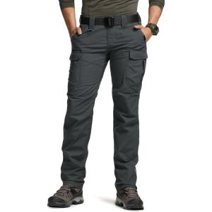 CQR Women’s Flex Stretch Tactical Pants, Water Resistant Ripstop Cargo Work Pants with Pockets for Outdoor & Hiking(Captain Carbon Grey)