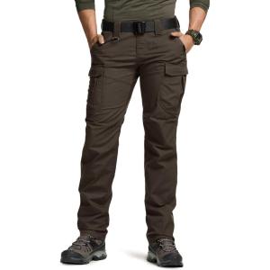 CQR Women’s Flex Stretch Tactical Pants, Water Resistant Ripstop Cargo Work Pants with Pockets for Outdoor & Hiking(Captain Dark Brown)