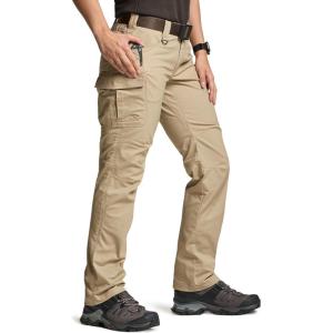CQR Women’s Flex Stretch Tactical Pants, Water Resistant Ripstop Cargo Work Pants with Pockets for Outdoor & Hiking(Vanguard Alamo Khaki)