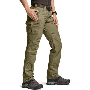CQR Women’s Flex Stretch Tactical Pants, Water Resistant Ripstop Cargo Work Pants with Pockets for Outdoor & Hiking(Vanguard Soil Green)