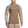 CQR Men’s Combat Shirt Tactical 1/4 Zip Long Sleeve Military BDU Shirts Camo EDC Top with Pockets(Military Print Shirts Marine Desert)