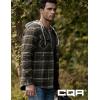 CQR Men’s Flannel Shirt Jacket Long Sleeve, Winter Warm Outdoor Casual Plaid Jacket Coat with Pockets(Hoodie Basic Hickory Green)