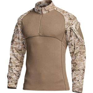 CQR Men’s Combat Shirt Tactical 1/4 Zip Long Sleeve Military BDU Shirts Camo EDC Top with Pockets(Military Print Shirts Marine Desert)