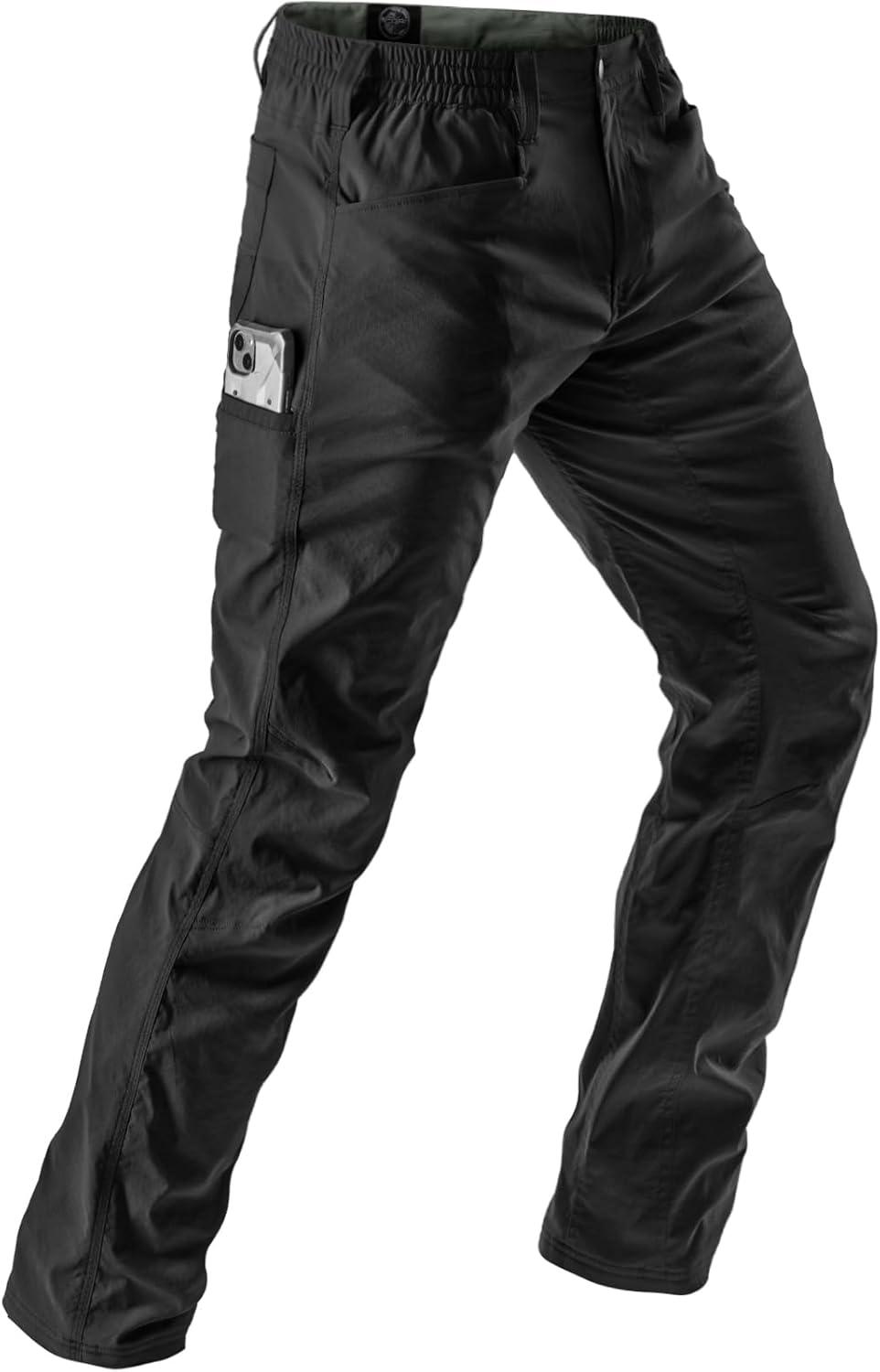 image:imageCQR Mens Winter Fleece Lined Pants WaterResistant Outdoor Stretch Work Pants Windproof Casual Pants with PocketsBrume Black