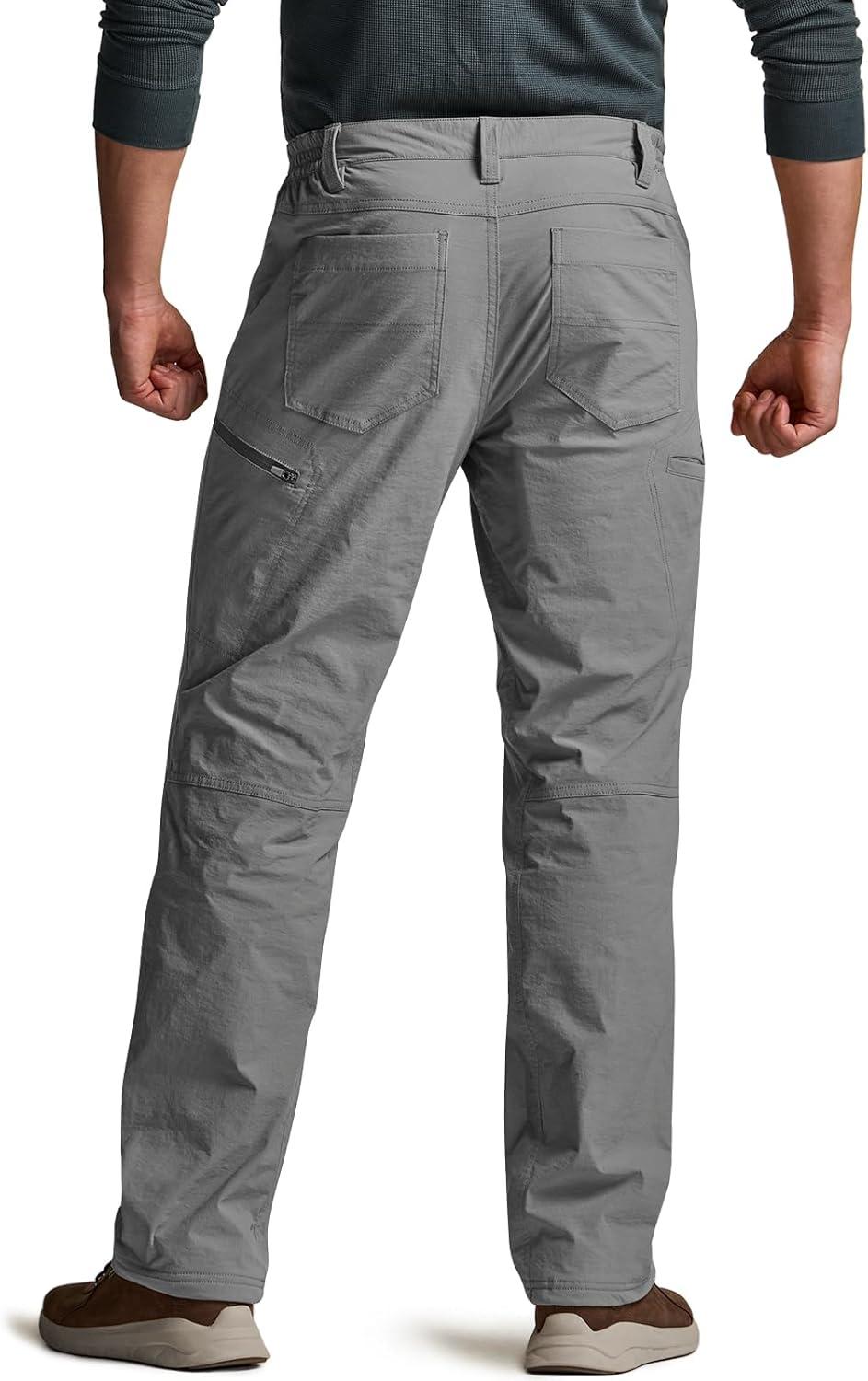 image:imageCQR Mens Winter Fleece Lined Pants WaterResistant Outdoor Stretch Work Pants Windproof Casual Pants with PocketsNylon Fleece Cargo Charcoal