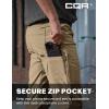 CQR Men’s Winter Fleece Lined Pants, Water-Resistant Outdoor Stretch Work Pants, Windproof Casual Pants with Pockets(Nylon Fleece Cargo Pale Khaki)