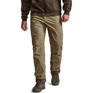 CQR Men’s Winter Fleece Lined Pants, Water-Resistant Outdoor Stretch Work Pants, Windproof Casual Pants with Pockets(Brume Pale Khaki)