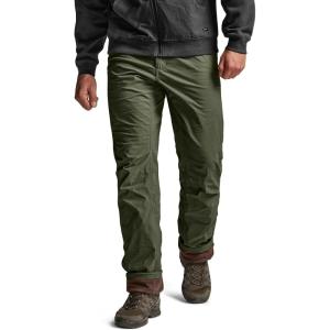 CQR Men’s Winter Fleece Lined Pants, Water-Resistant Outdoor Stretch Work Pants, Windproof Casual Pants with Pockets(Brume Storm Green)