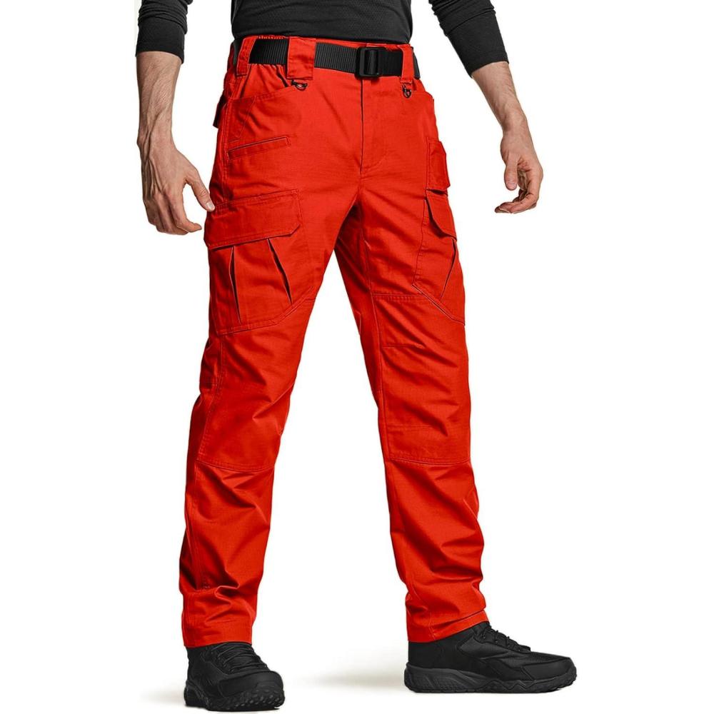 image:imageCQR Mens Tactical Pants Water Resistant Ripstop Cargo Pants Lightweight EDC Work Hiking Pants Outdoor ApparelRipstop Mag Pocket Rescue Orange