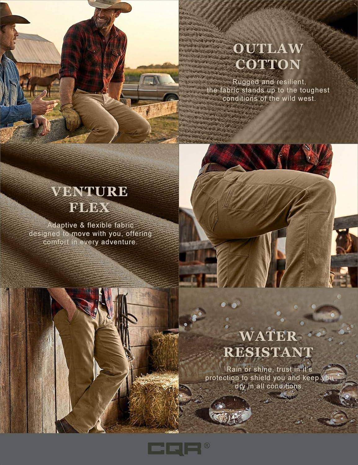 image:imageCQR Mens Motion Utility Casual Pants Regular Fit Lightweight Work Pants Water Resistant Outdoor Stretch Pants with PocketsVenture Lt Cougar