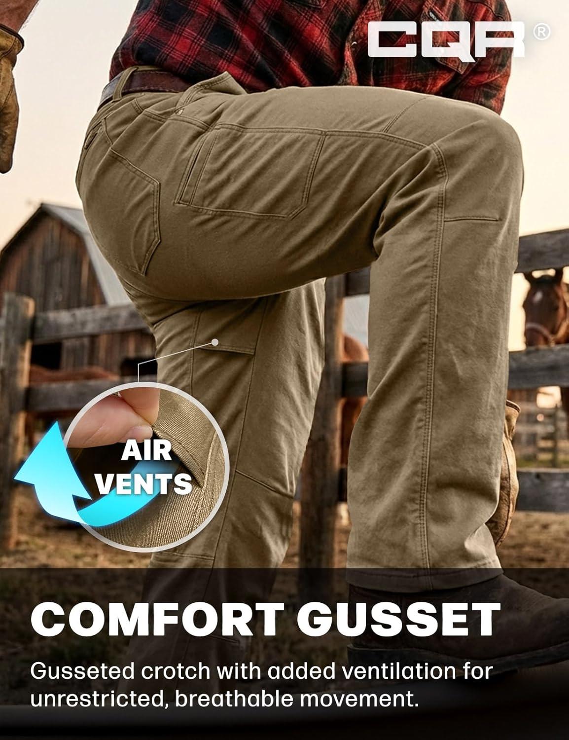 image:imageCQR Mens Motion Utility Casual Pants Regular Fit Lightweight Work Pants Water Resistant Outdoor Stretch Pants with PocketsVenture Lt Cougar